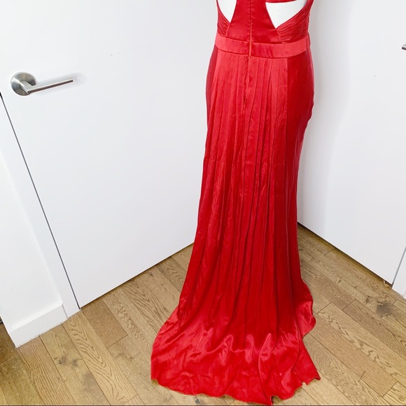 Aidan Mattox Niteline red silk gown dress - Picture 4 of 6